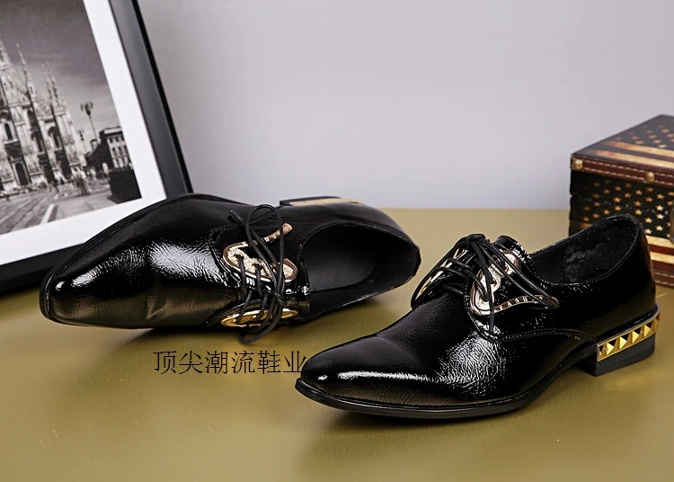 Black Lace Up Leather Men Shoes Rivet Zapatos Hombre Dress Business Oxford Formal Mens Genuine | Обувь