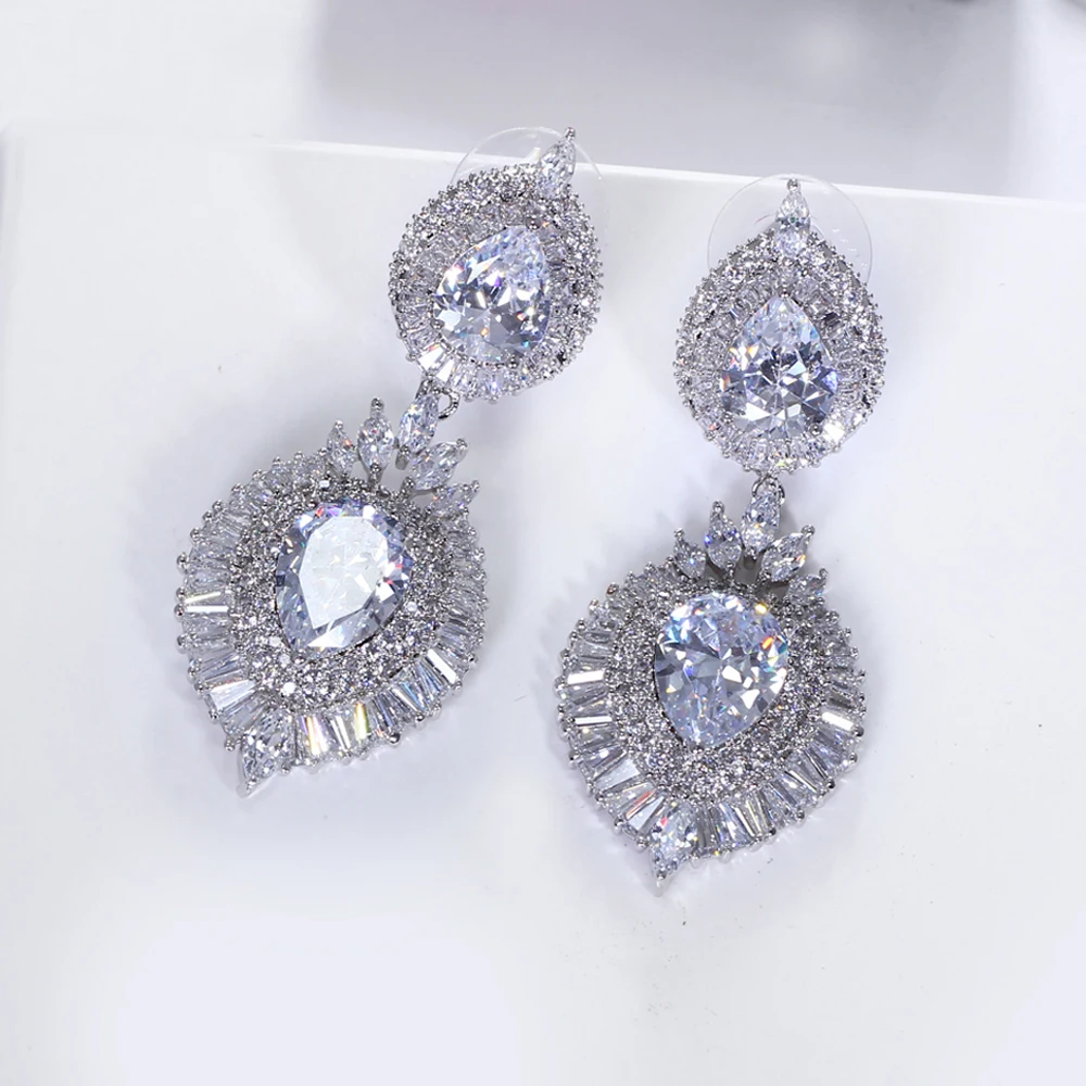 Длинные Большой Teardrop Серьги Мода синий зеленый прозрачный черный и красный цвета