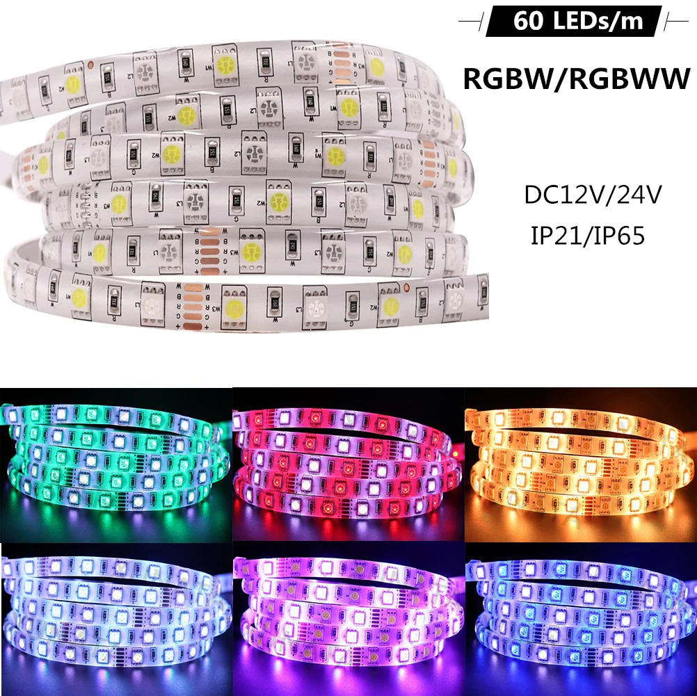 Водонепроницаемая светодиодная лента 5050 12 В 24 RGB RGBW RGBWW 60 светодиодов на метр 120