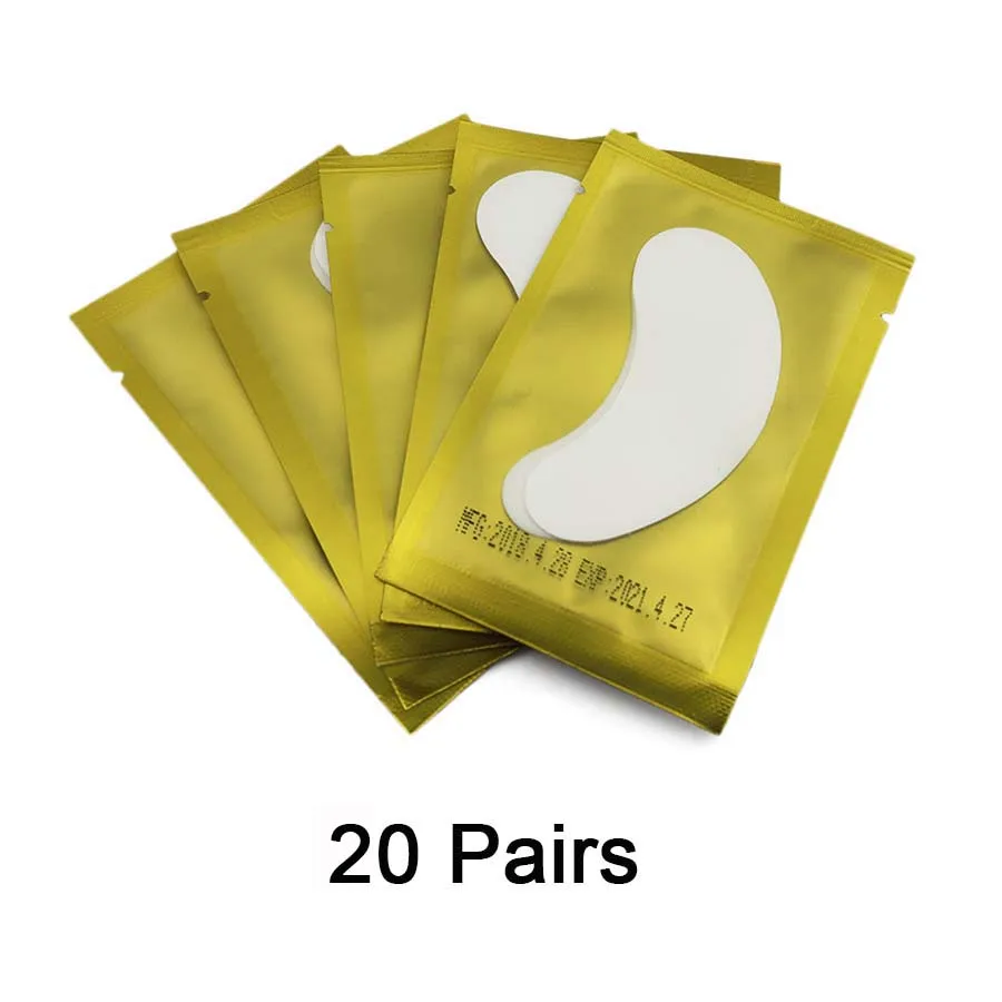 20pairs Gold 10/20 Париж подушечки для наращивания ресниц коллагеновые гелевые подушечки для наращивания ресниц без ворса под накладки для наращивания ресниц - Цвет: 20pairs Gold