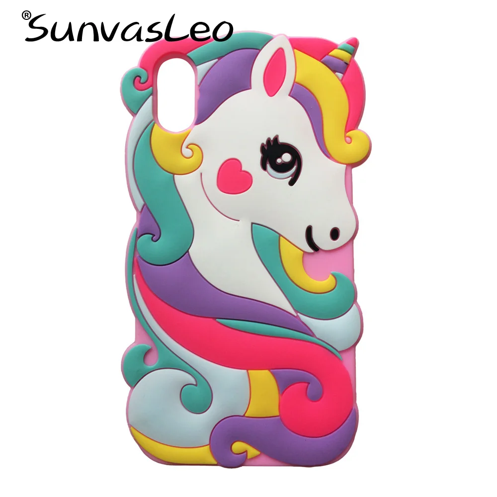 Pink New Curls Horse 3D милая Мягкая силиконовая задняя крышка с животными из мультфильмов для iPhone 5 5S 5C SE 6 6s 7 8 Plus X XS XR XS Max чехол для телефона Funda Capa - Цвет: Pink New Curls Horse
