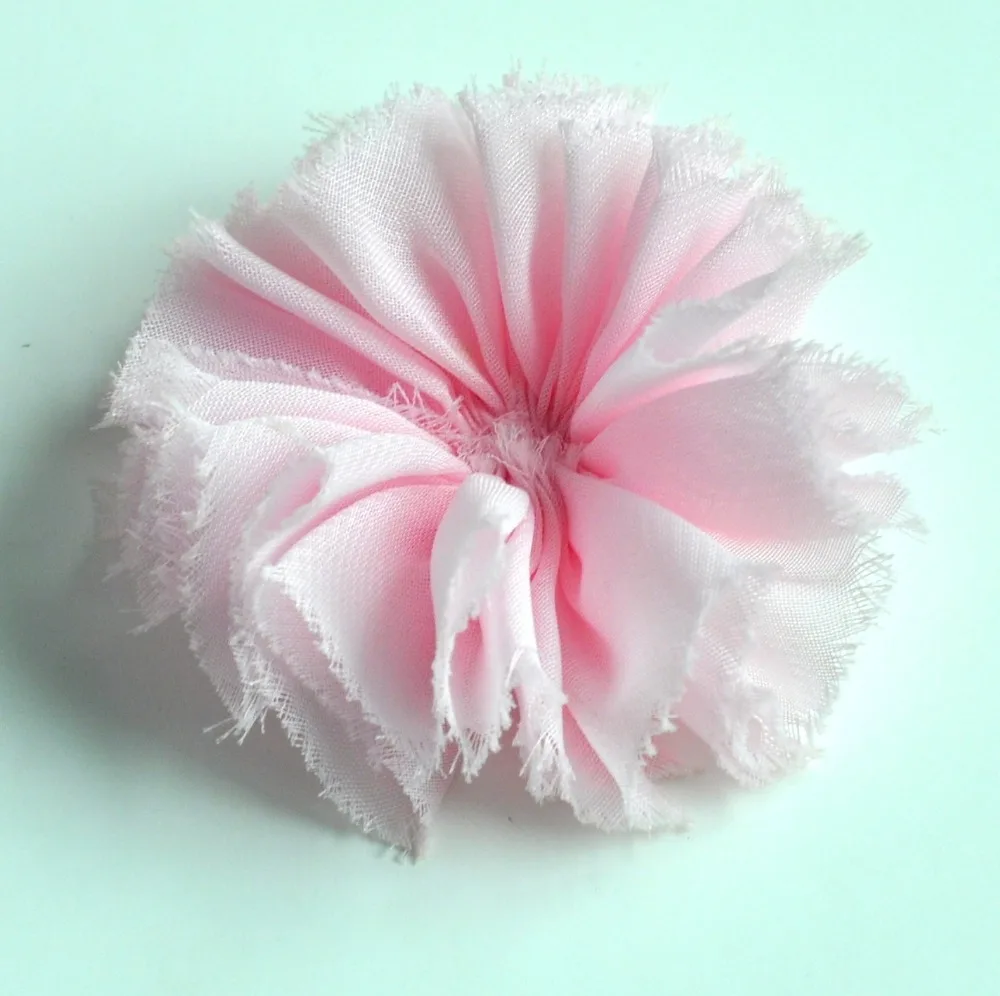 

(120pcs/lot)3" 14 Colors V Ruffed Satin Shabby Flower For Decoration Classic Chiffon Flower For Children Accessories