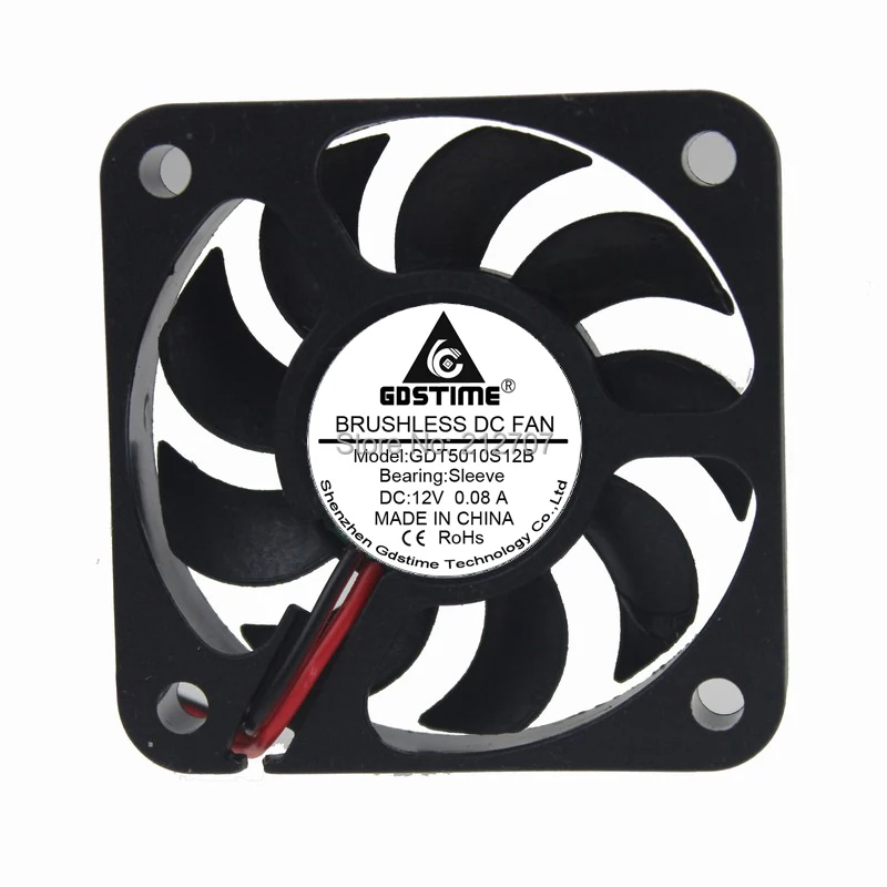 10 шт. Gdstime PH2.0 2Pin 9 лопастей DC 12V Бесщеточный Охлаждающий вентилятор 5010 50 мм 5 см 50x10