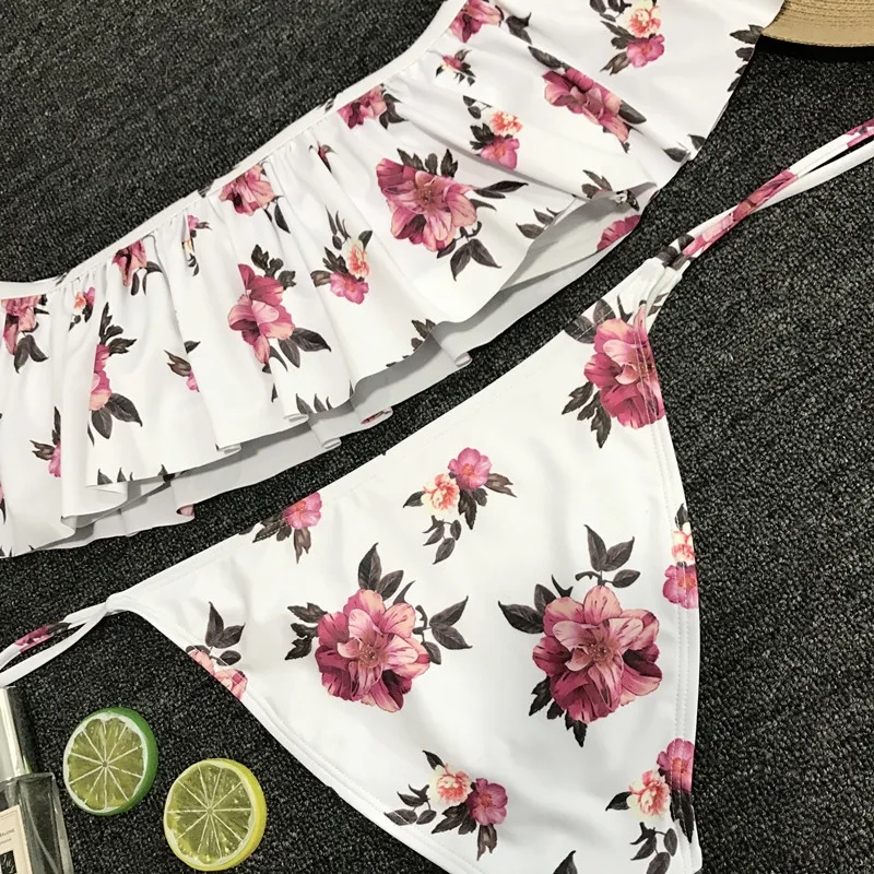 Купальные костюмы купальный комплект бикини одежда для плавания с цветочным