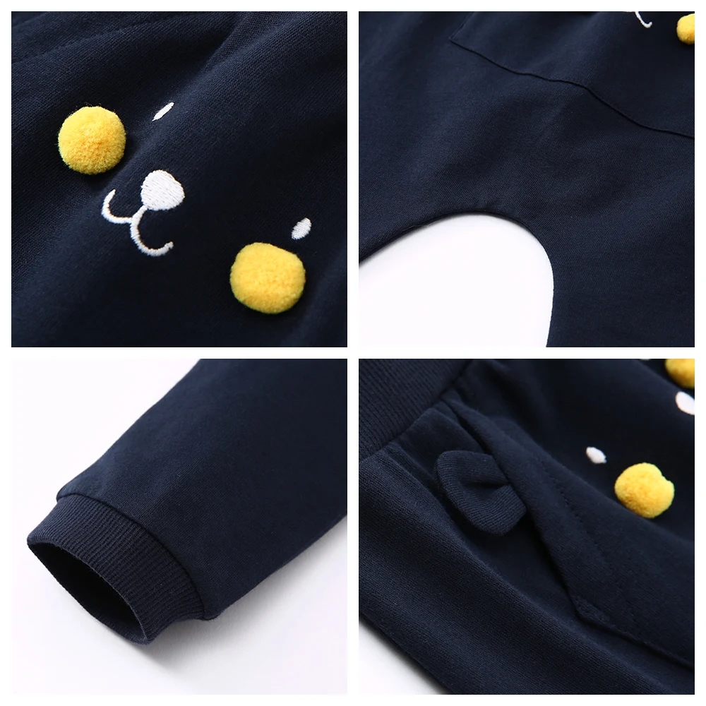 Balabala Baby 100% Cotton Jogger with 3D Ear at Back Pull-on Pants Infant Newborn Girls Boys Bottom Harem PP Trousers |