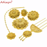 adixyn earringnecklacependantringhairpinhairchain jewelry set for women gold colorcopper ethiopian wedding gifts n030515