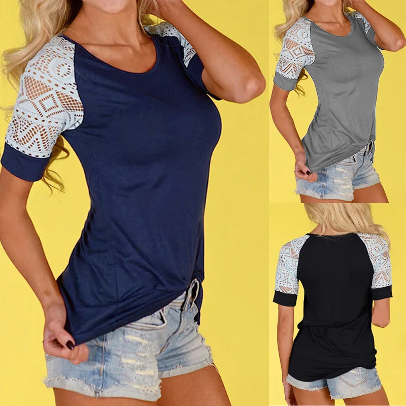 Новинка 2019 женская летняя блузка Hitmebox с круглым вырезом и коротким рукавом