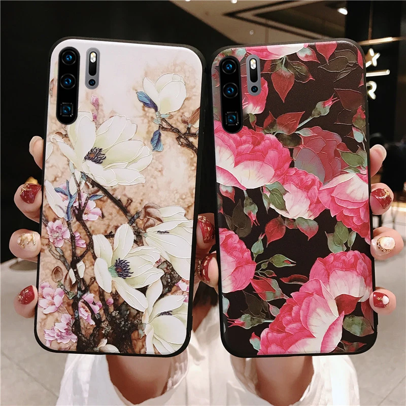 3D цветок с тиснением и изображением силиконовый чехол для Huawei Y7 Y6 Pro Y5 Y9 P10 P20 P30 Mate 20 Lite Honor 10i 10 9 Lite 8X P Smart плюс