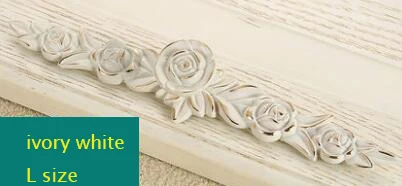 ivory white L size Винтажные ручки для шкафа, пасторальная Роза, ручки для шкафа, комода, ручки для ящика, декоративные ручки, одно отверстие, размеры S, M, L - Цвет: ivory white L size