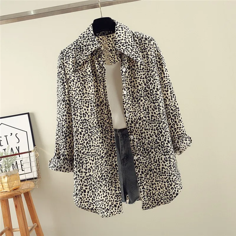 2019 весенние женские классические леопардовые блузки сексуальные шифоновые топы