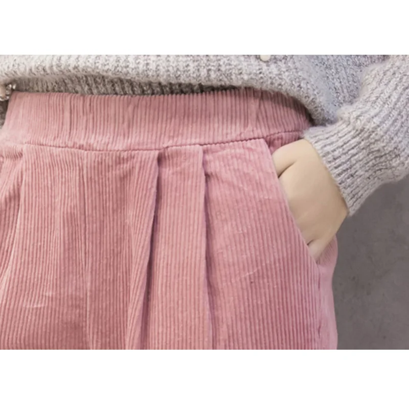 Осенне зимние женские вельветовые штаны Pantalon Mujer шаровары с эластичной резинкой