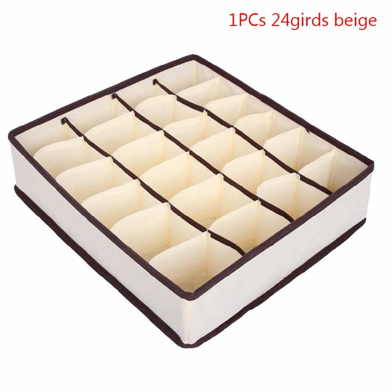 1PCs 24girds beige 6 шт./компл. складная коробка для хранения нижнего белья Комплект разделитель Бюстгальтеры Носки одежда литейный Ящик Контейнер для хранения Органайзер для шкафа, гардероба - Цвет: 1PCs 24girds beige