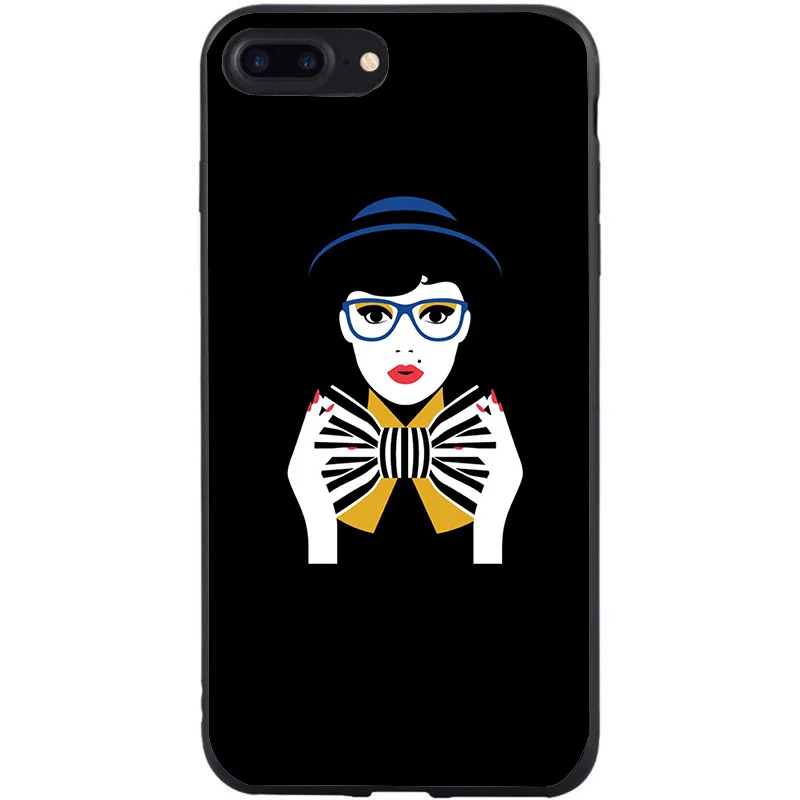 Для iphone 8 plus чехол для телефона крышка Jet черный мягкий силиконовый с девочкой