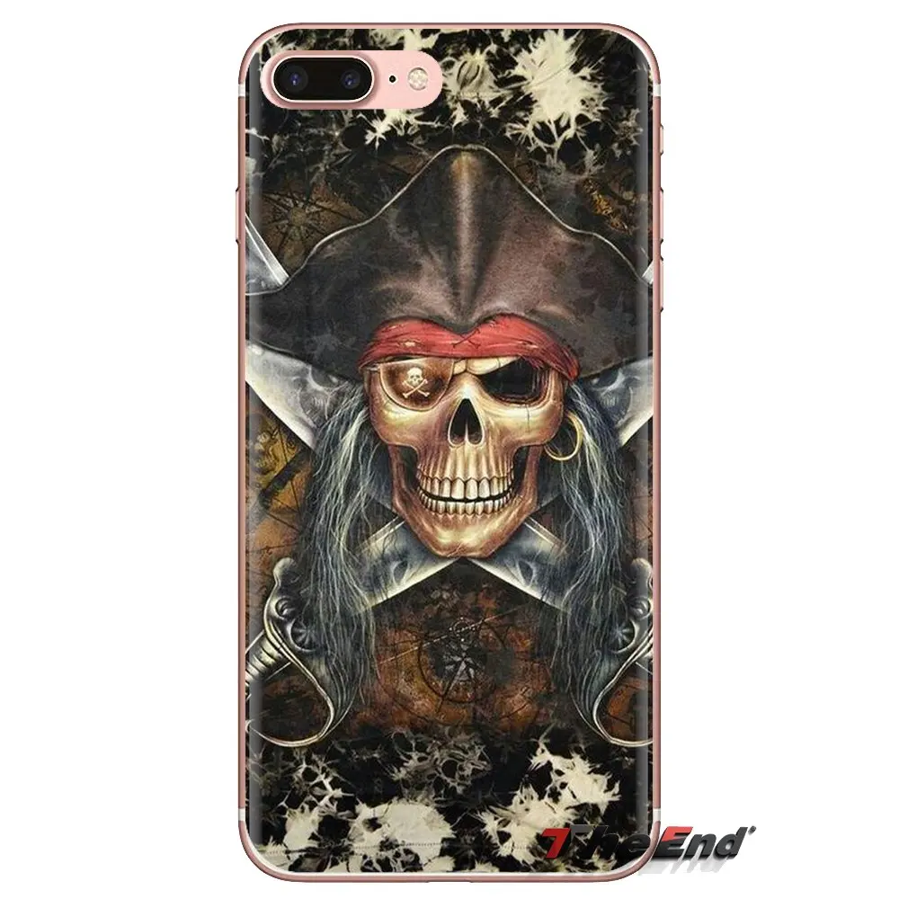 For iPod Touch Apple iPhone 4 4S 5 5S SE 5C 6 6S 7 8 X XR XS Plus MAX Under the Black Pirate Skull Flag Silicone Phone Skin Case |