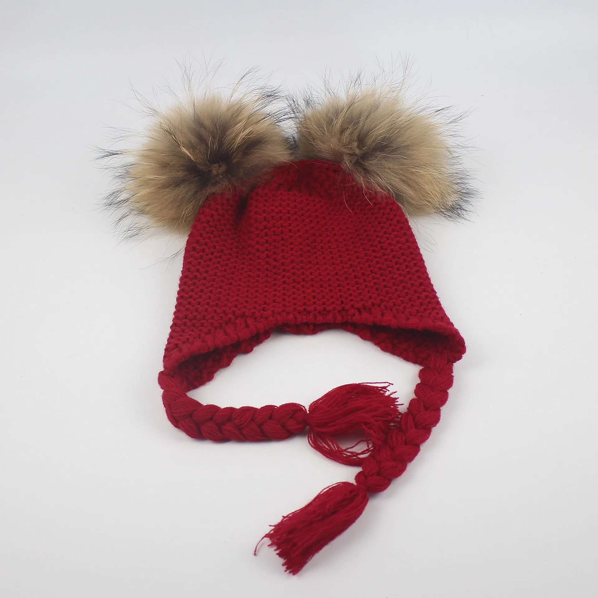 2021 Fashion photography props photo accessories Cap Kids baby boy warm winter children Hat nature fur knitted cap 1-8 year | Детская