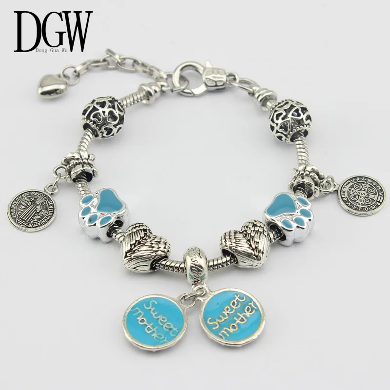 DGW одежда высшего качества Летний стиль AliExpress Европейский Шарм бусины Подходят к браслетам pandora для женщин длина можно регулировать
