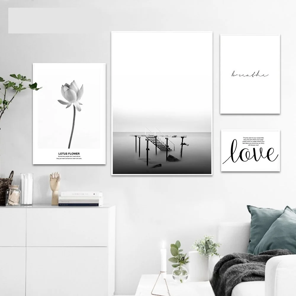 Цветок лотоса мотивационный настенный художественный холст плакаты и принты