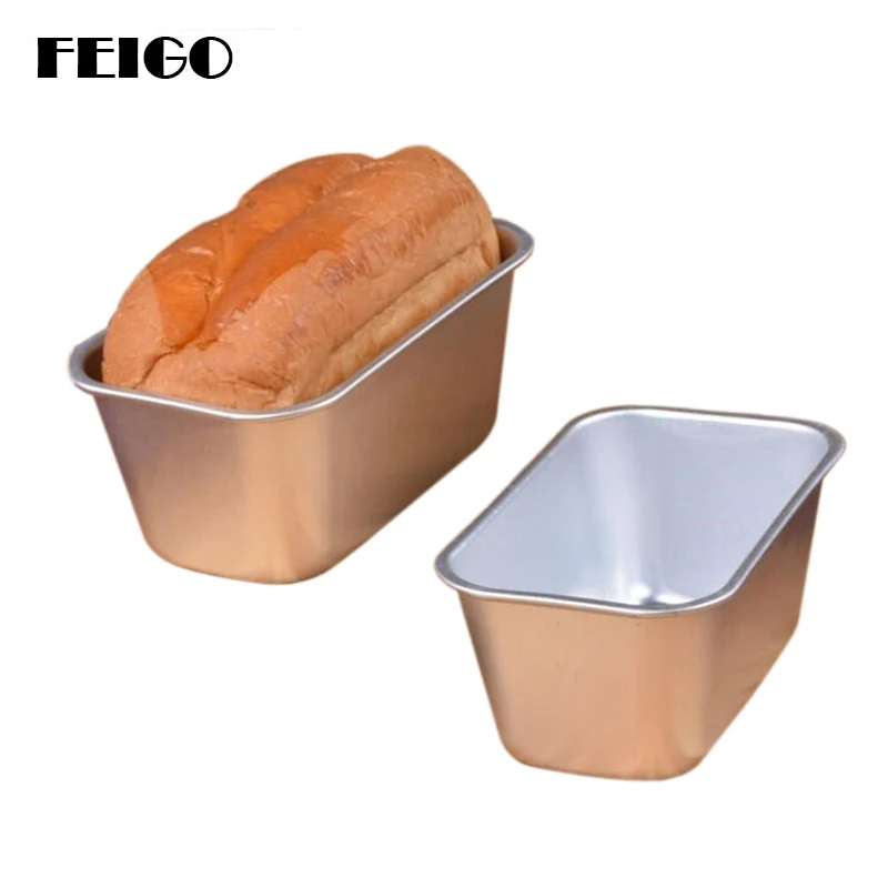 

FEIGO Rectangular Baking Tools 14.7cm*8.9cm*6.5cm French Bread Non-stick Aluminum Alloy Kitchen Baking Mold DIY Cake Tool F262