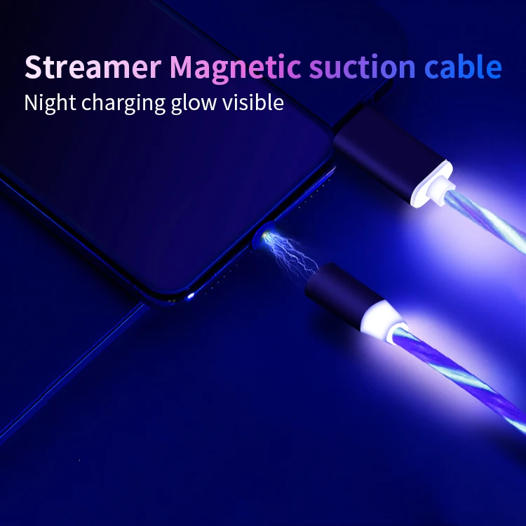 Магнитный кабель светодиодный для зарядки Micro USB Type C iPhone Samsung S10|Кабели мобильных