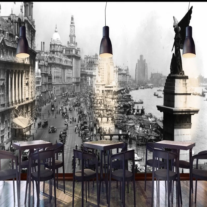 Фотообои лондонская улица ретро старая ностальгическая картина Настенные обои