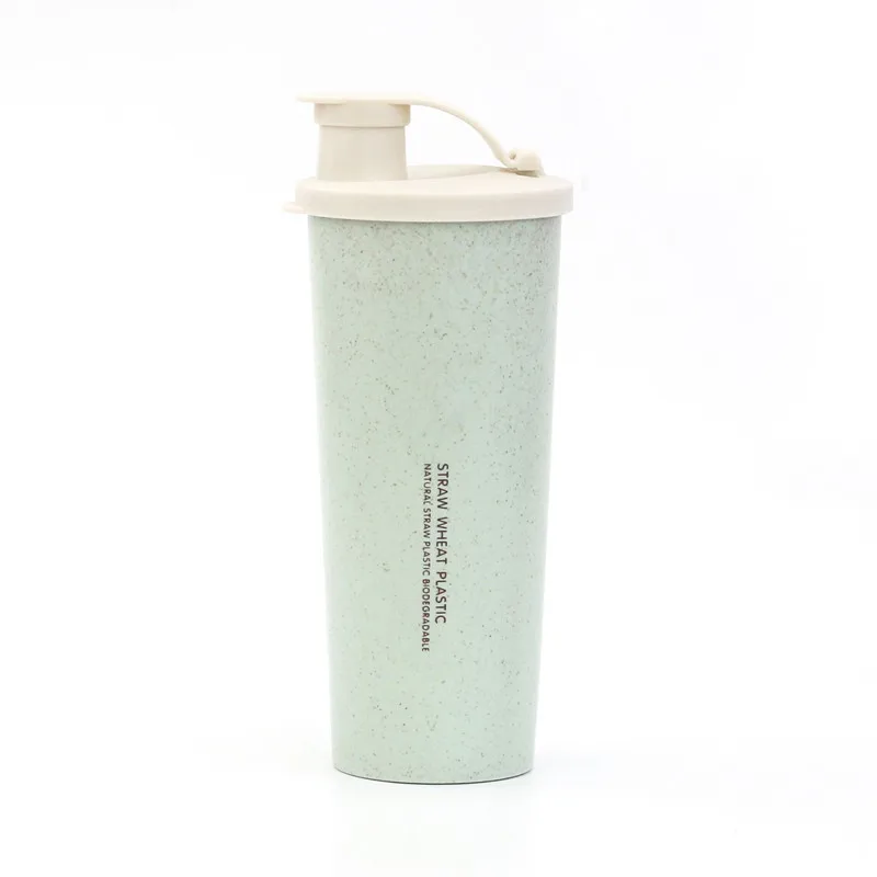 Green 1 предмет; Новинка; 450ml протеин порошок шейкер бутылка для воды пшеничной соломы BPA бесплатно смеситель спортивные Фитнес шейкеры для протеиновых коктейлей молочных коктейлей с бутылка - Цвет: Green