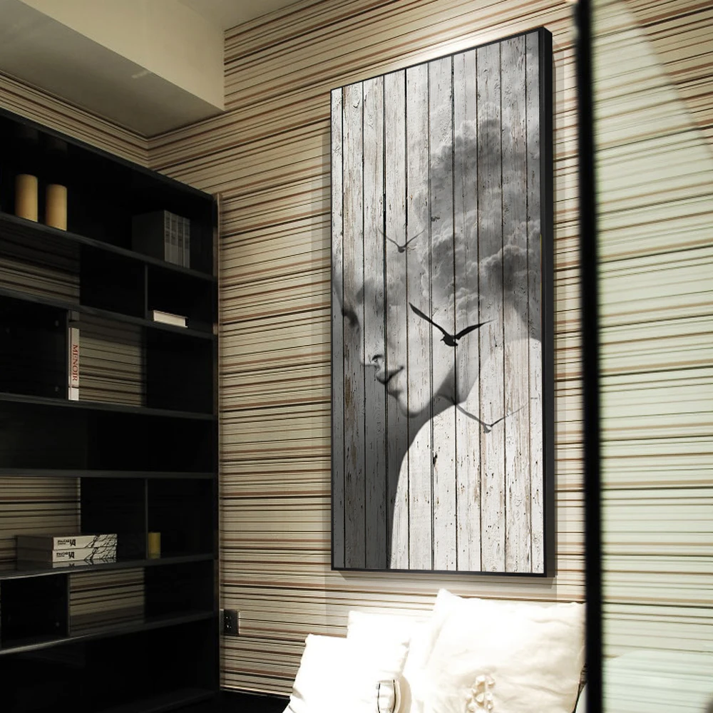 

Abstract Girl With Birds Wall Paintings Print On Canvas Posters And Prints Mdoern Portrait Home Decorative Wall Pictures Cuadros