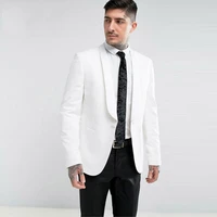 latest custom made white men suits for wedding groom tuxedos slim fit groomsmen suit 2 piece man blazer jacket pants prom wear