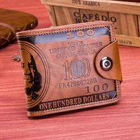 new novelty men wallets dollar figure print credit wallet clutch pu money clip long male purse for coins multi pocket gift w1