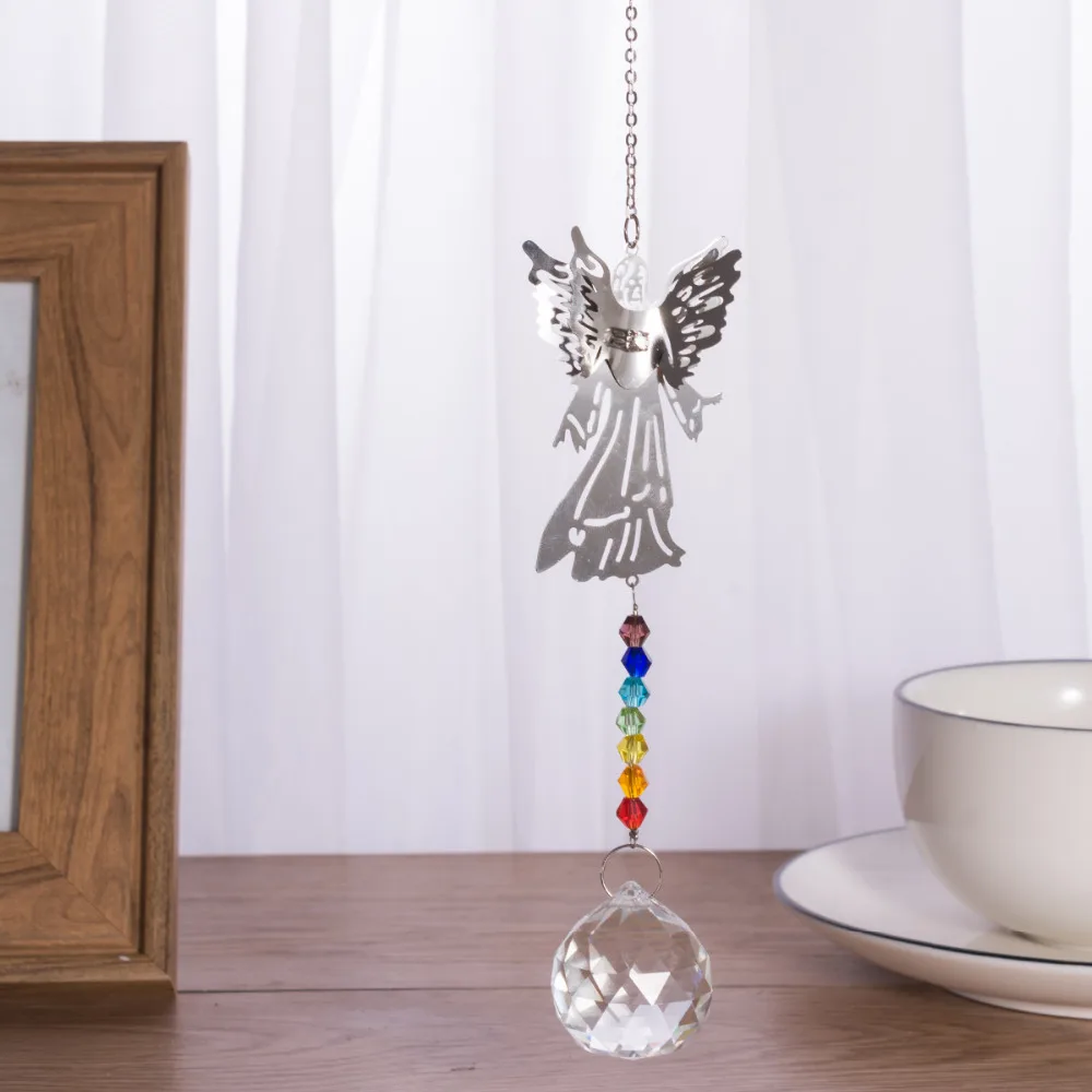 3D металлическая чакра яркие стеклянные бусины Window подвесная люстра Angel призмы