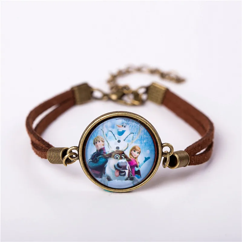 2017 Модный женский стеклянный браслет с шармом милый кожаный героями