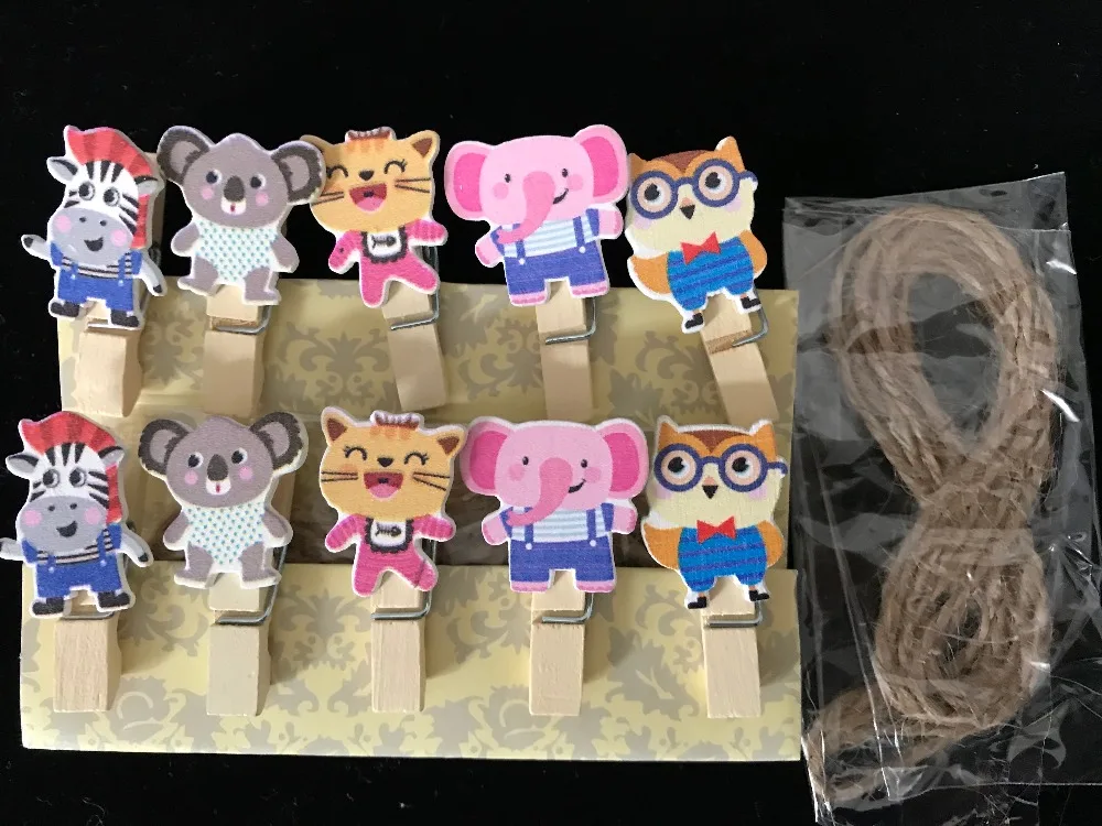 30 шт. новый милый дизайн деревянные канцелярские скрепки на фото колышки с шпагат