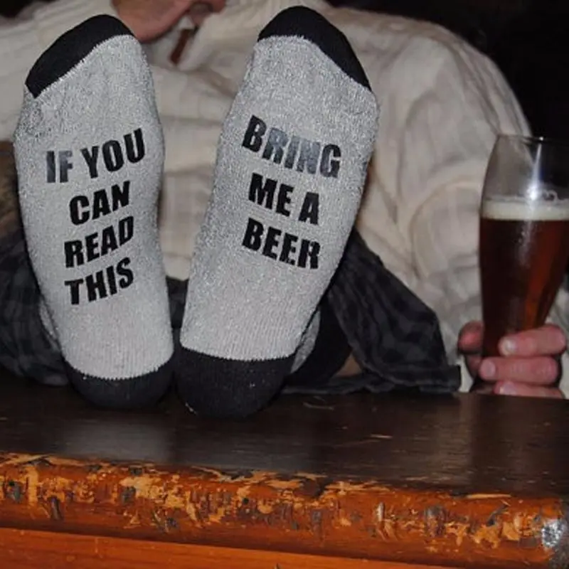 Модные женские и мужские носки hirigin с надписью Bring Me a Beer A Wine повседневные унисекс