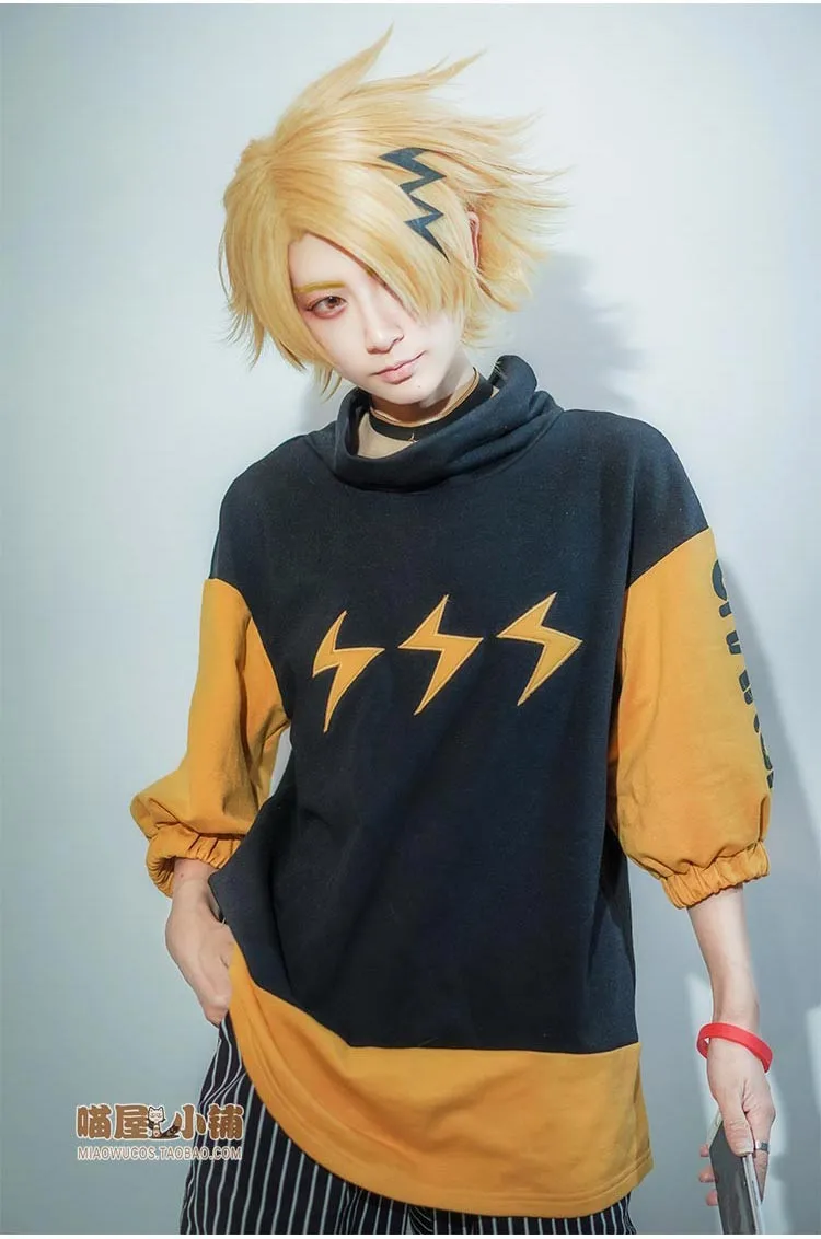 MY HERO Academy Denki Kaminari, костюм для косплея, униформа на Хэллоуин, рубашка+ штаны+ S-XL на шею