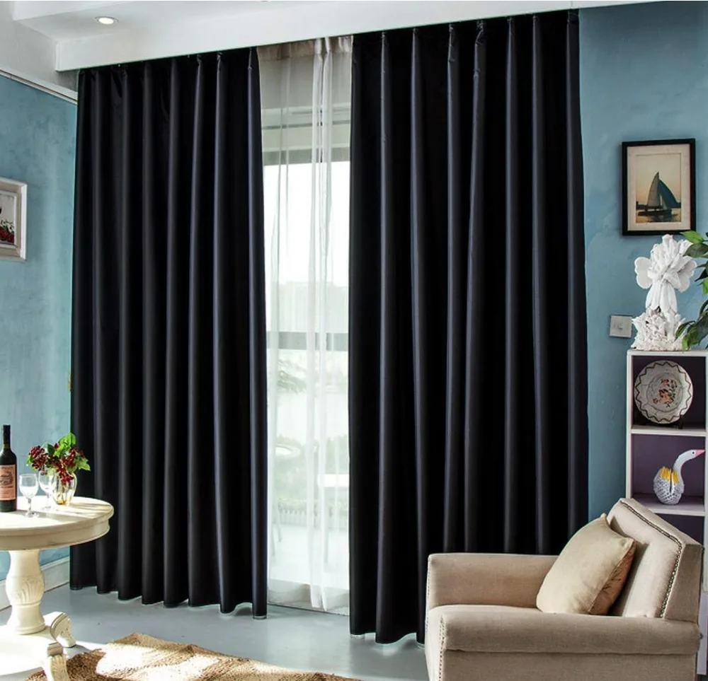 Бесплатная доставка серебристо черная затеняющая ткань занавеска для занавесок