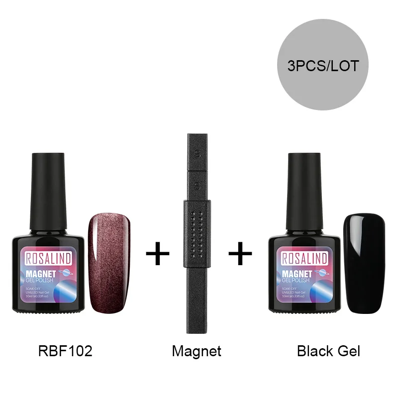 RB-3KITS-02 ROSALIND Cat Eyes Гель-лак для ногтей лак Vernis полуперманентные гибридные Лаки с Cat Eye Magent верхнее покрытие лак для ногтей - Цвет: RB-3KITS-02