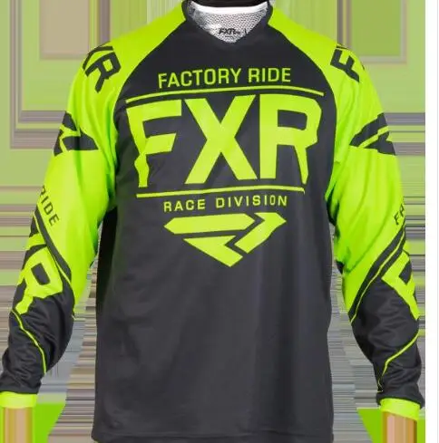 Зеленый Футболка FXR MTB для мотокросса MX BMX для гонок по бездорожью, мотогонок, футболка с длинным рукавом для Yamaha Moto GP, гоночная одежда, Черная майка - Цвет: Зеленый