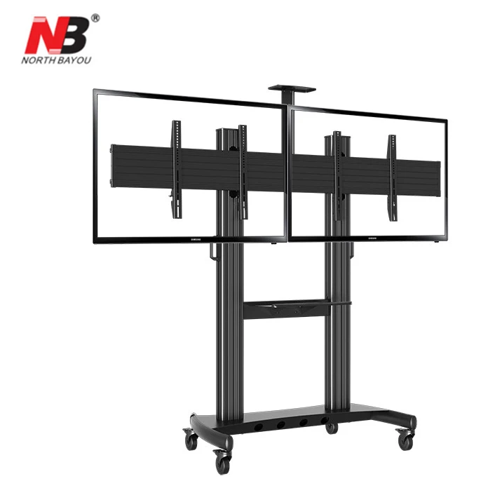 

NB AVT1800-60-2A Dual Screen TV Mobile Cart 40"-60" LED LCD Plasma TV Mount Trolley Stand With AV Shelf And Camera Holder