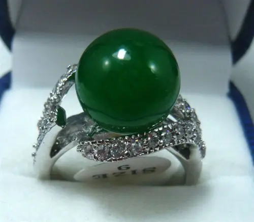

Noblest 10mm green jade fine gem ring(#6,7,8,9 ) free shipping