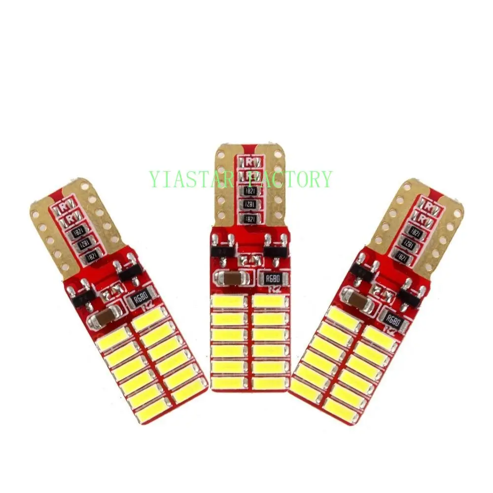 Yiastar 100X T10 3014 24 SMD Canbus без ошибок W5W 194 168 светодиодный s 12 В постоянного тока для