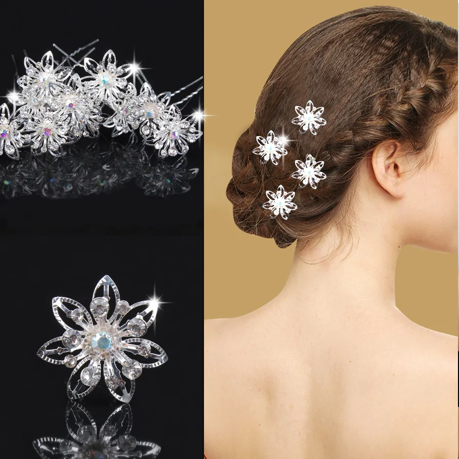 

20 Pcs Flower Bridal Wedding Prom Crystal Rhinestone Hair Pins