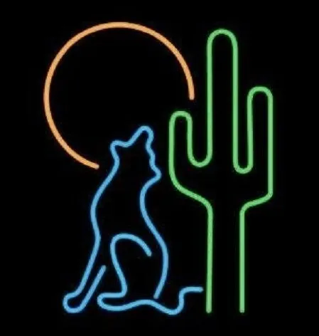

Custom Desert Wolf Moon Glass Neon Light Sign Beer Bar