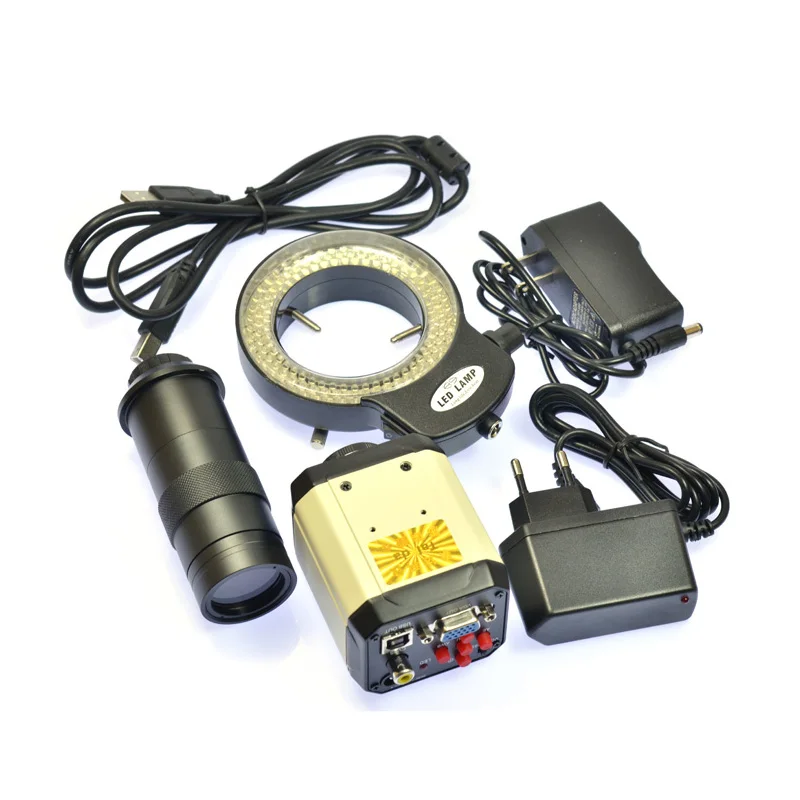 HD 2.0мп VGA USB AV цифровой промышленный микроскоп камера 100X зум с креплением объектив