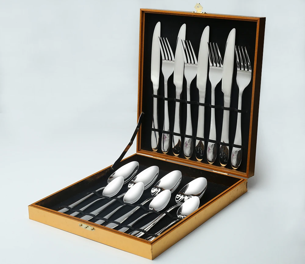 Горячая распродажа 16 шт./компл. однотонный столовый сервиз из нержавеющей стали в