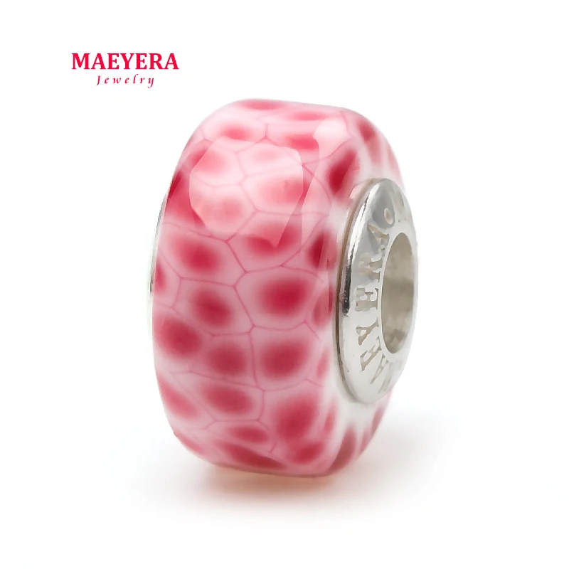MAEYERA ювелирные изделия настоящее S925 ядро лампворк бусины розовый Пятнистое пятно