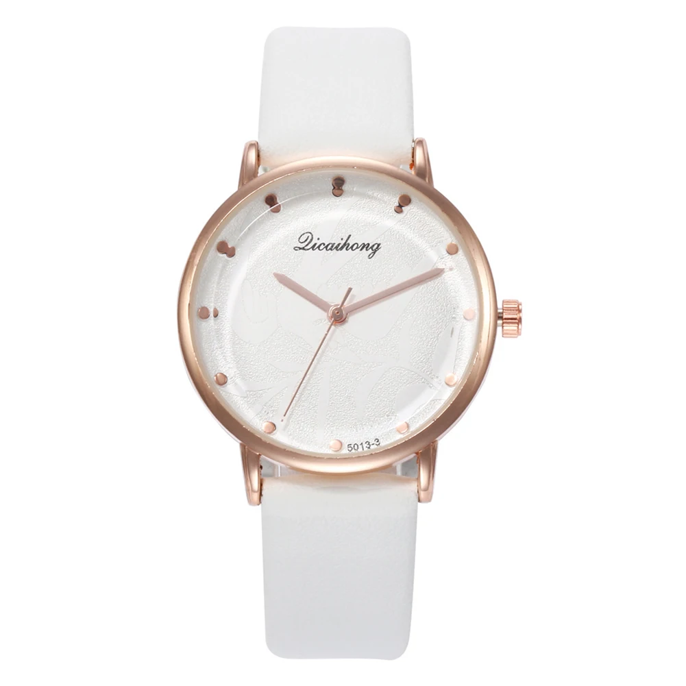 Модный Круглый циферблат сплошной цвет лента сиденье из искусственной кожи