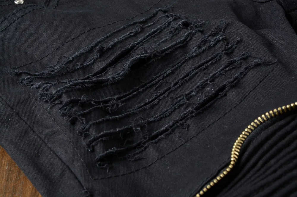 Новые модные рваные обтягивающие черные джинсы Мужские в индивидуальном стиле