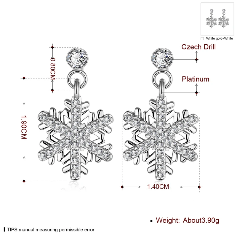 

Silver Color Romantic Snowflake Pave Zircon Stud Earrings For Women Wedding Party Statement Earrings Jewelry Gifts