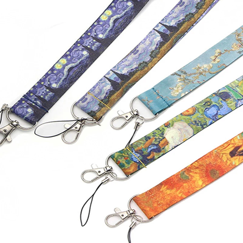 V209 картина маслом Ван Гога арт брелок Lanyards Id бейдж держатель ID карты пропуск мобильный телефон USB бейдж держатель ключевой ремень 1 шт