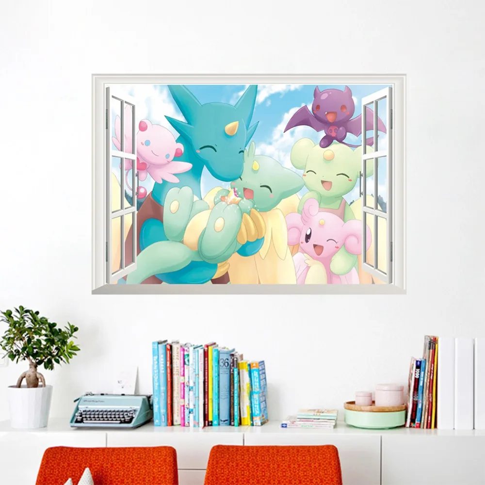3D эффект мультфильм Pokemo наклейки на стену для детей комнаты домашний Декор