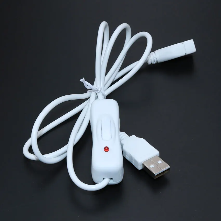 USB кабель юси, новинка, 1 м, USB 2,0 A, удлинитель для мужчин и женщин, черный и белый кабель с переключателем, кабель-светильник